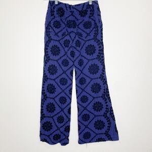 Anthropologie Ettitwa Blue Embroidered Pants size 2